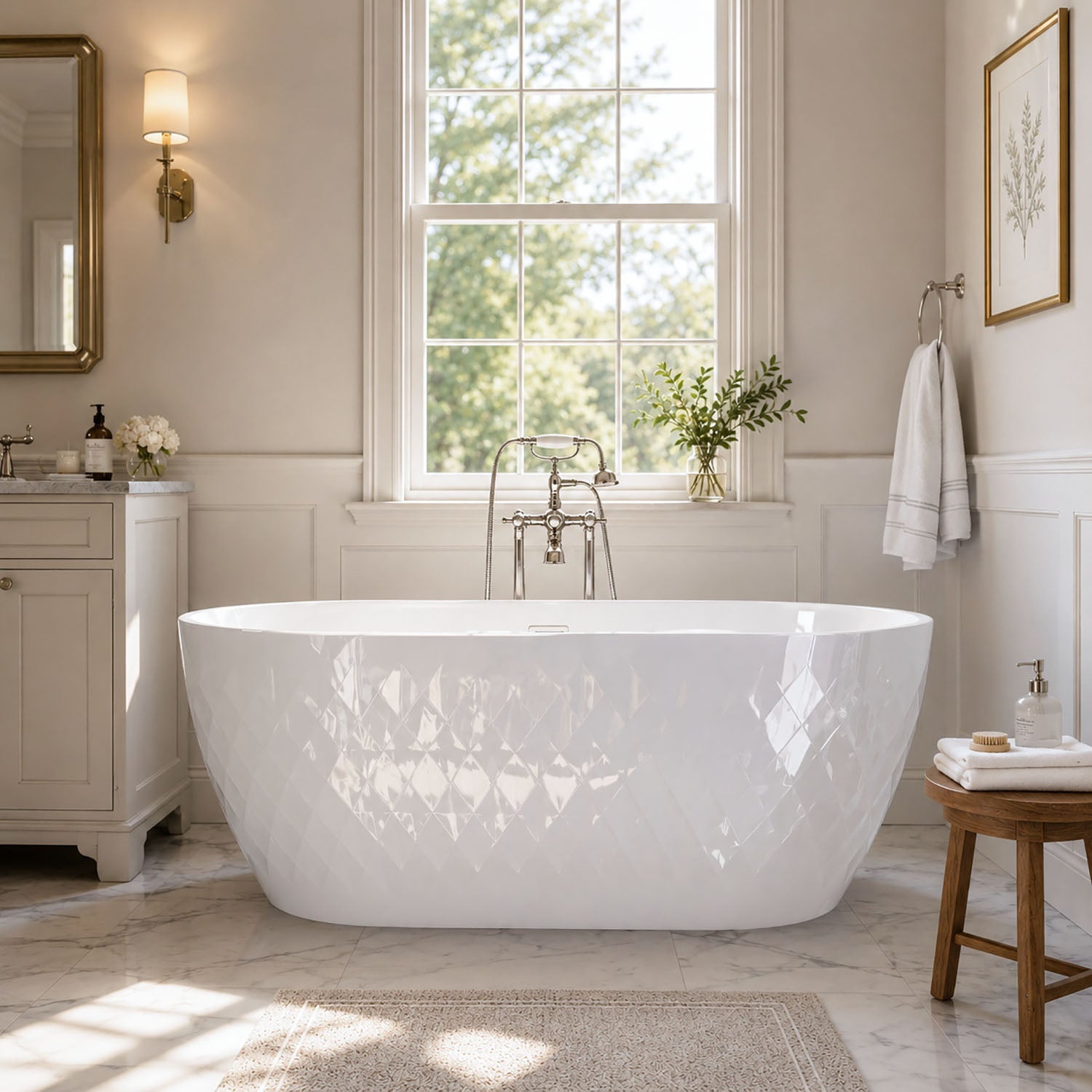 Mokleba 59 inch Unique Design Oval Acrylic Bathtub