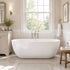 Mokleba 59 inch White Acrylic Oval Freestanding Soaking Bathtub