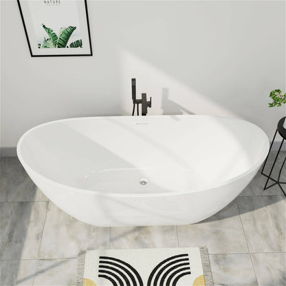 Mokleba 62 inch Acrylic Double Slipper Bathtub Glossy White