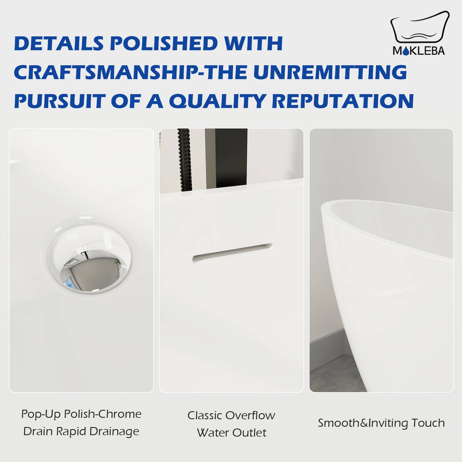 Mokleba 62 inch Acrylic Double Slipper Bathtub with Overflow