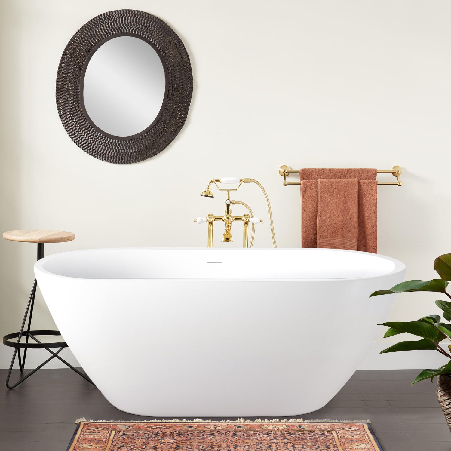 Mokleba 66 inch Oval Freestanding Acrylic Bathtub