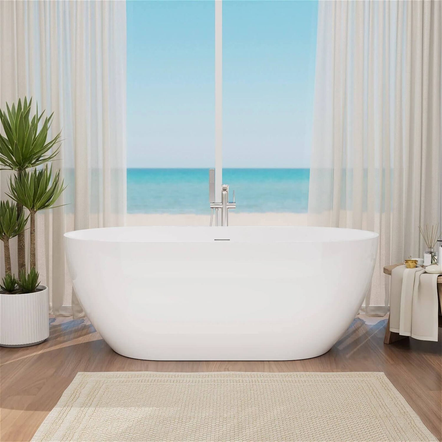 Mokleba's best selling 65 acrylic oval freestanding soaking tub
