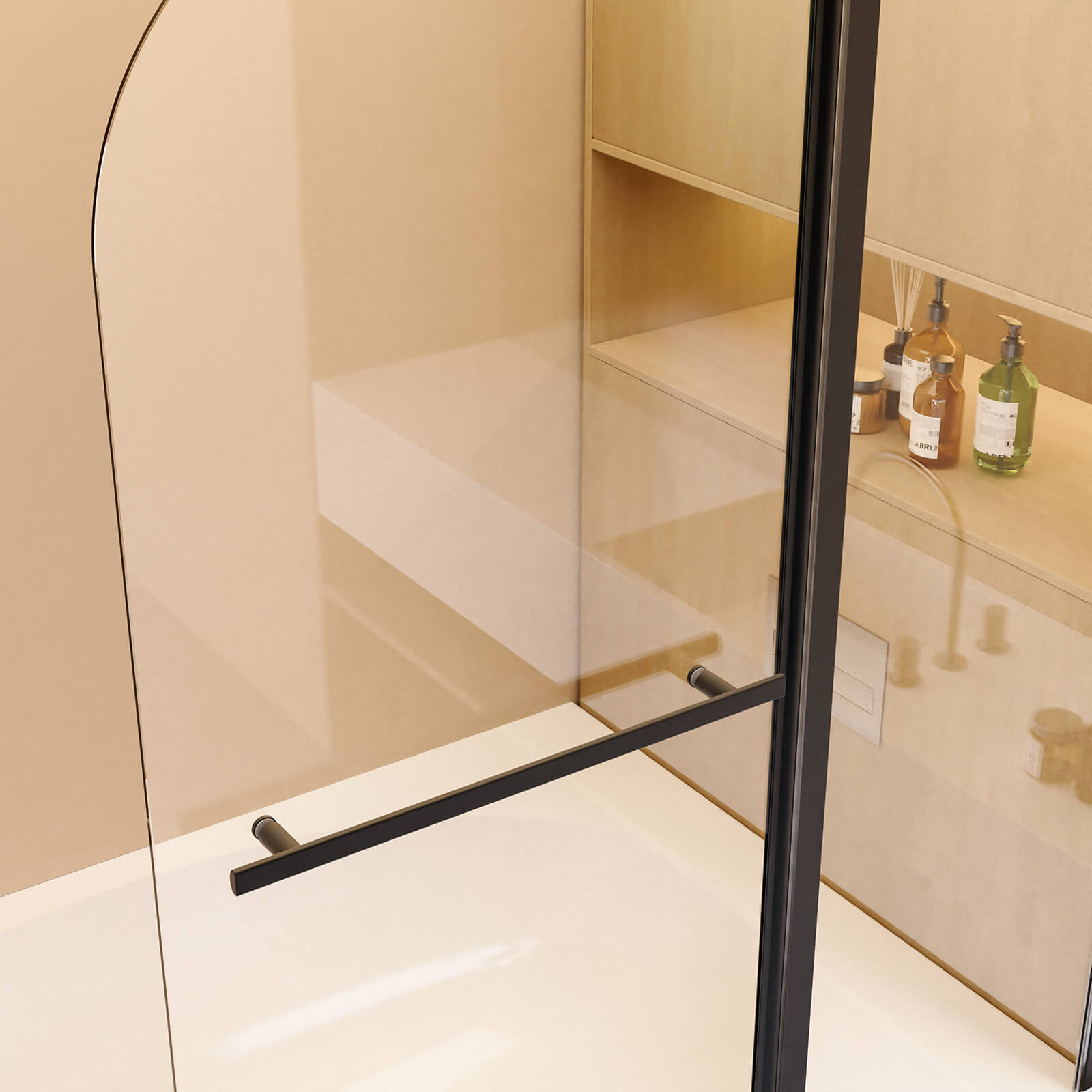 Multi functional stainless steel handle and towel bar on shower door