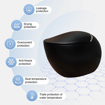 Modern Egg-Shaped Floor Mounted Smart Toilet with Built-in Water Tank