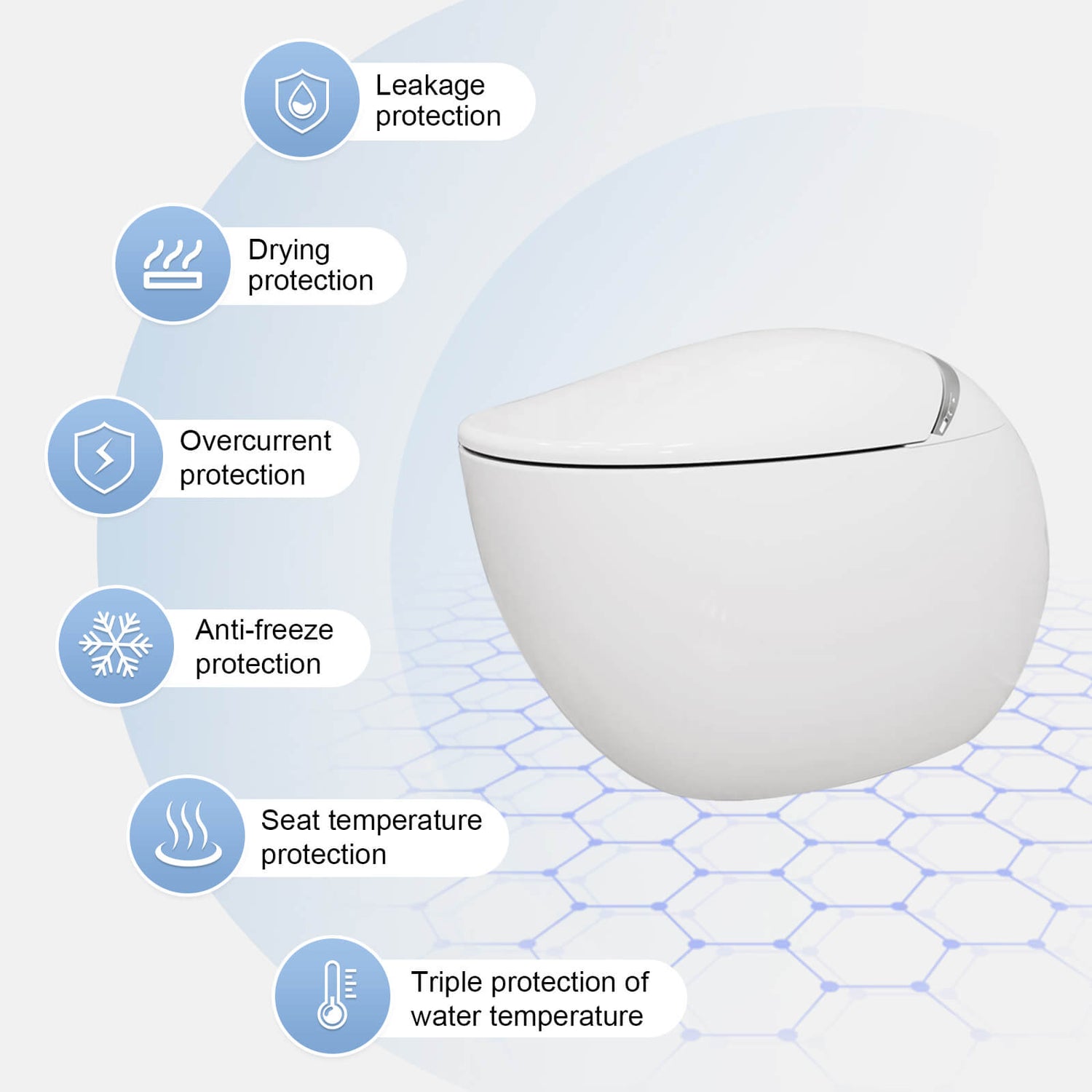 Modern Egg-Shaped Floor Mounted Smart Toilet with Built-in Water Tank