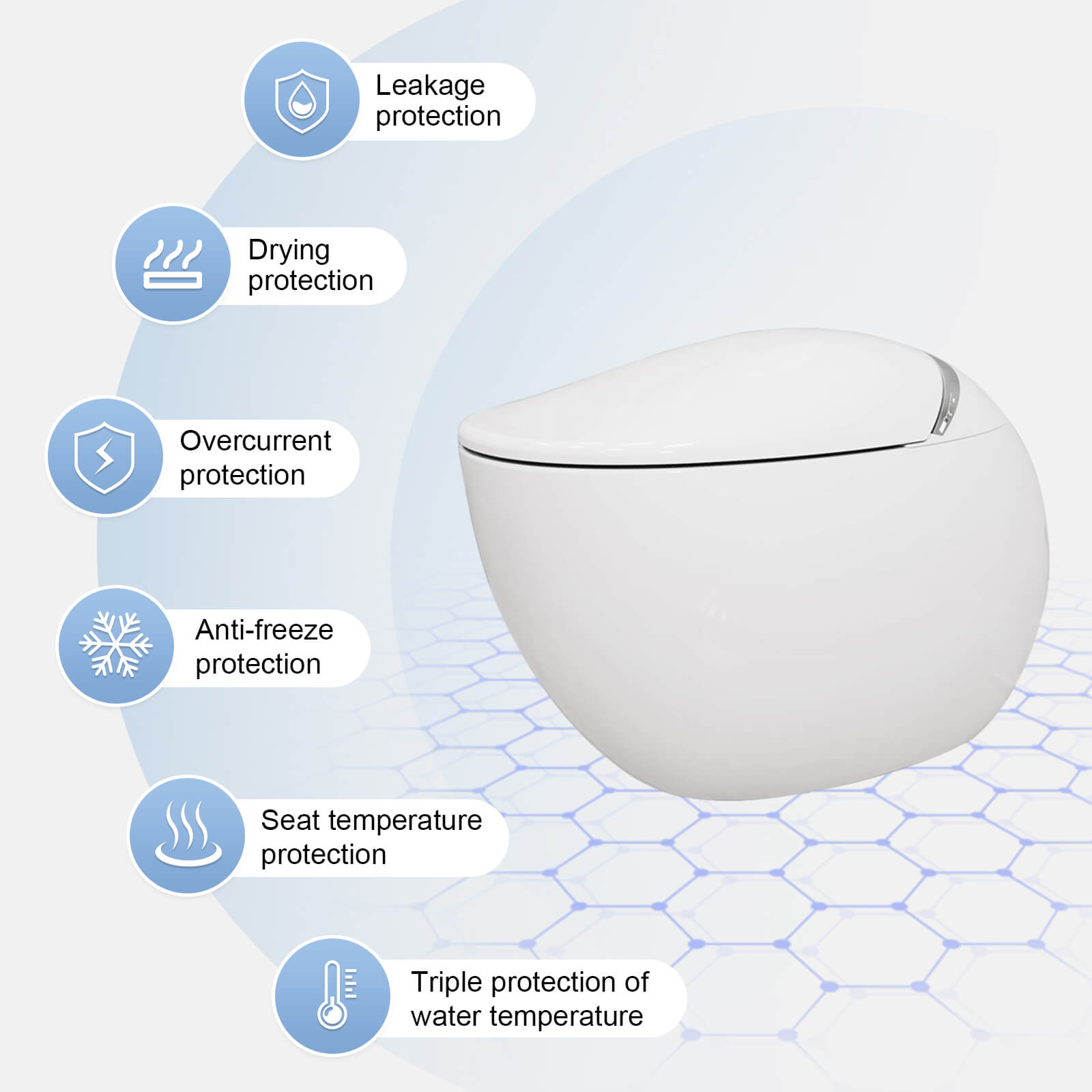 Modern Egg-Shaped Floor Mounted Smart Toilet with Built-in Water Tank