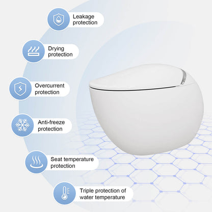 Modern Egg-Shaped Floor Mounted Smart Toilet with Built-in Water Tank