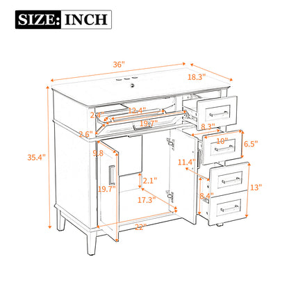 91 cm Marineblau Massivholz-Badezimmerwaschtisch mit Keramikspülbecken