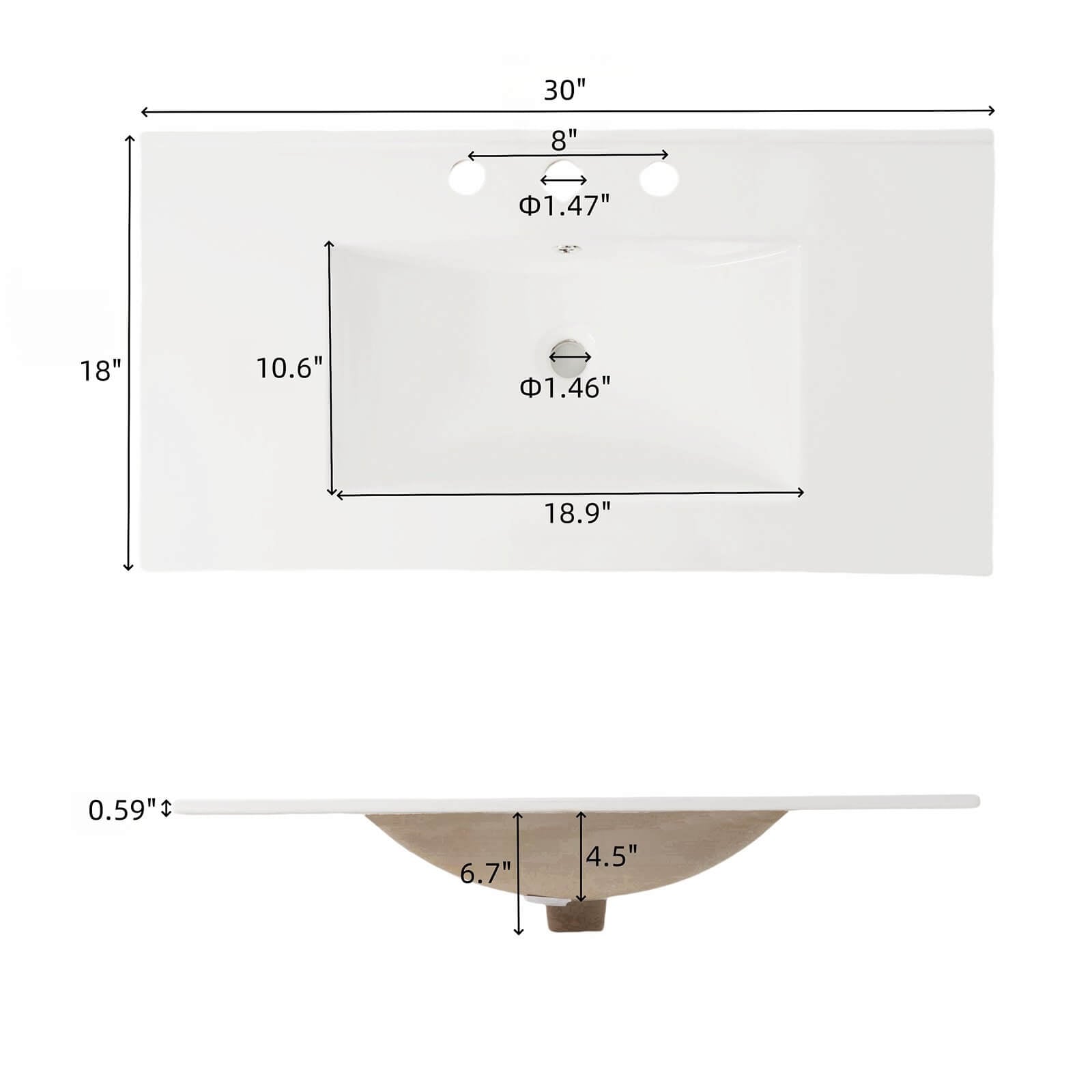 N817GTP245319B Ceramic Countertop Dimensions and Specifications