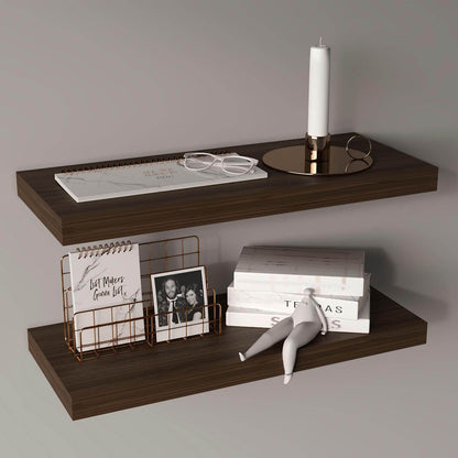 31.5" Dark Oak Floating Shelf for Bathroom Storage (Set of 2)
