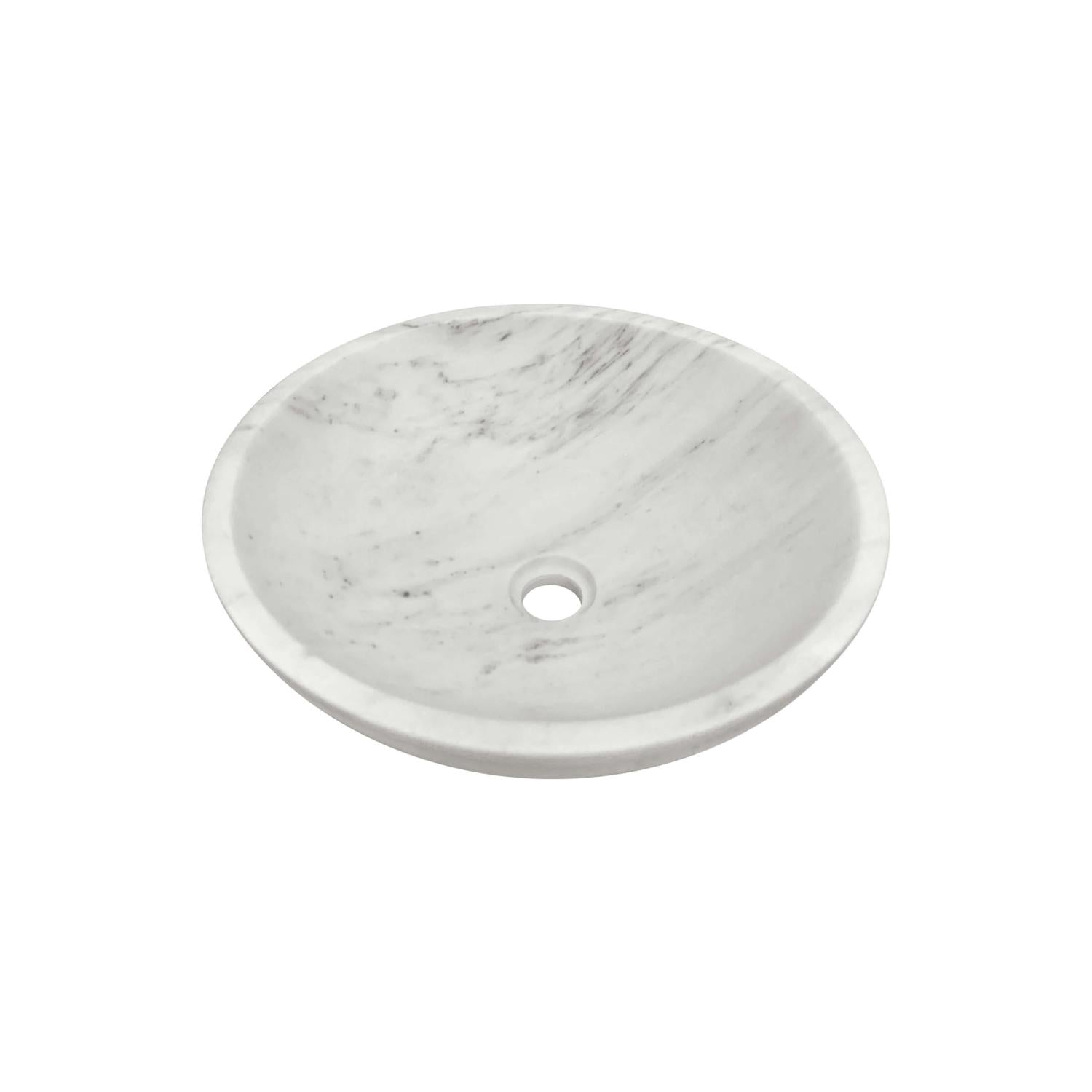 16" White Marble Round Above-Counter Bathroom Sink