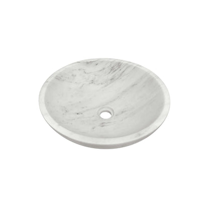 16" White Marble Round Above-Counter Bathroom Sink