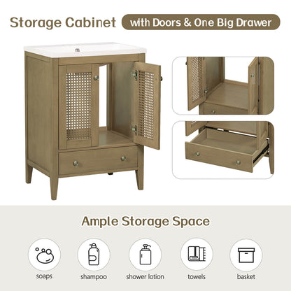 24&quot; Bathroom Vanity with Woven Lattice Doors