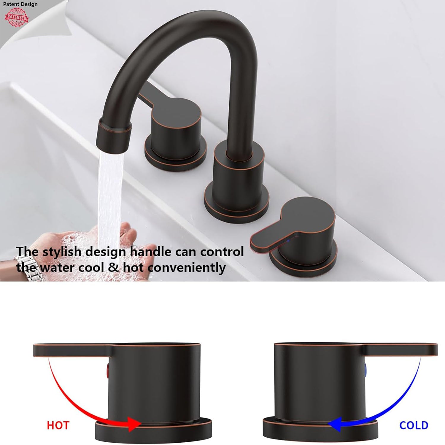 Oil-Rubbed Bronze 3 hole dual handle Bathroom Faucet