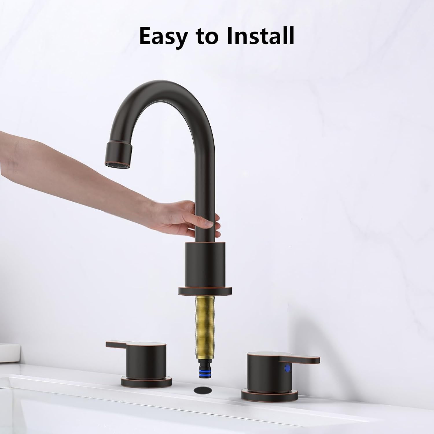 Oil-Rubbed Bronze 3 hole dual handle Bathroom Faucet easy to install