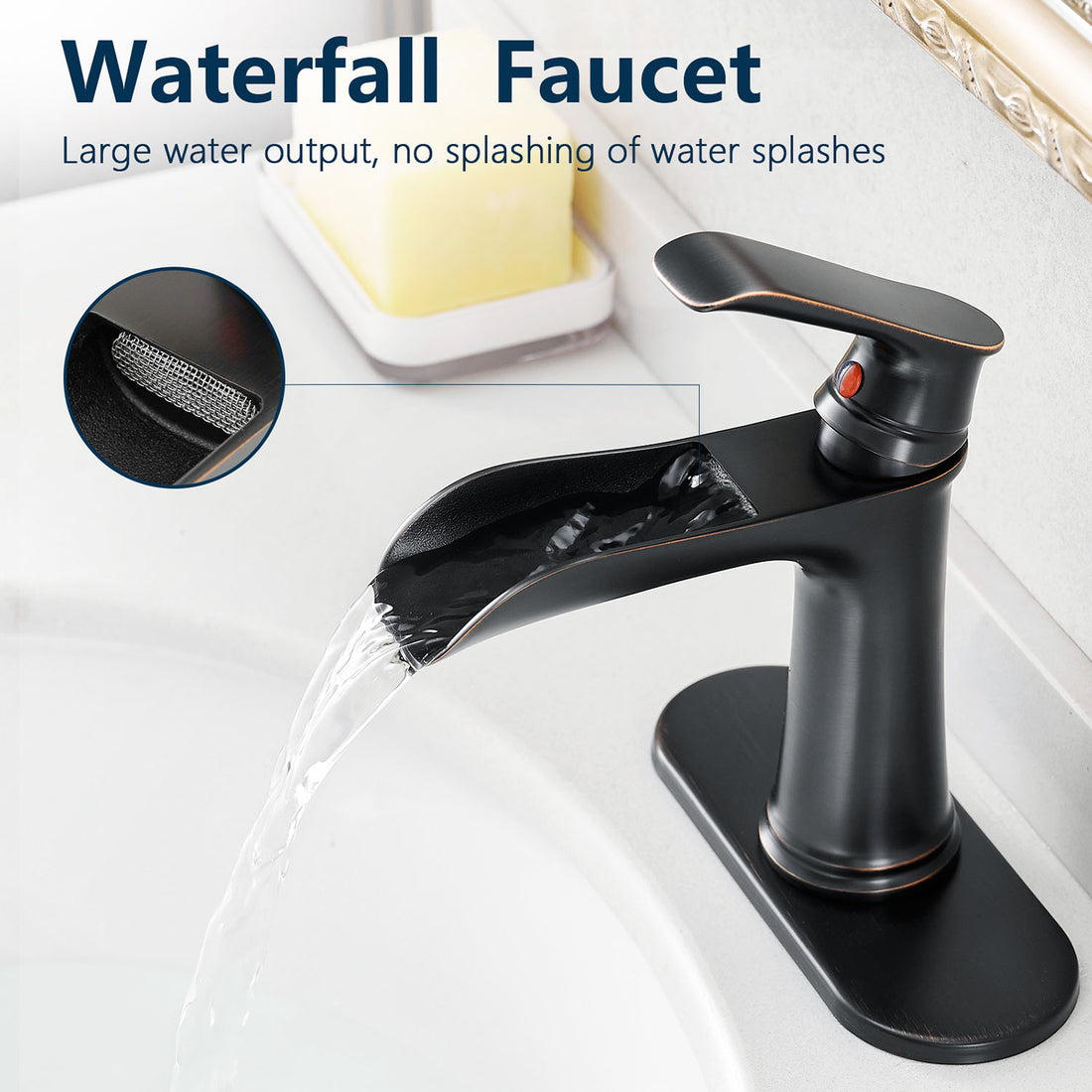 Oil-Rubbed Bronze Single Handle Waterfall Bathroom Faucet
