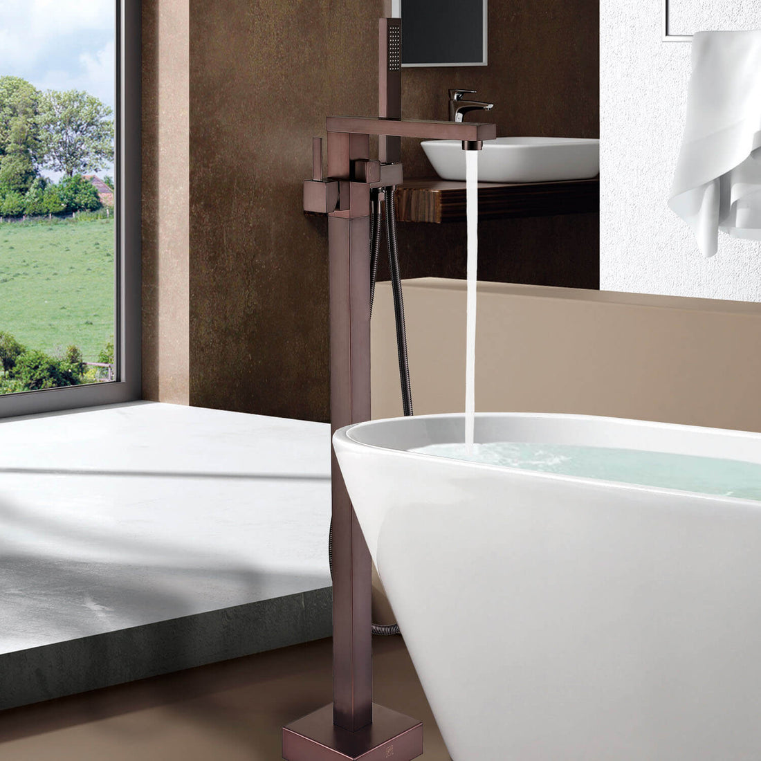 Oil-rubbed bronze bathtub faucet with single handle control design