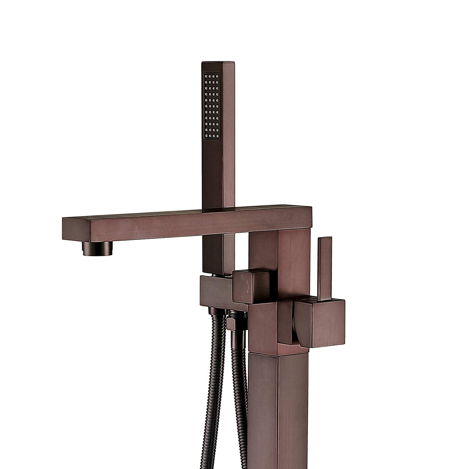 Oil-rubbed bronze floor mount bathtub faucet with handheld shower set