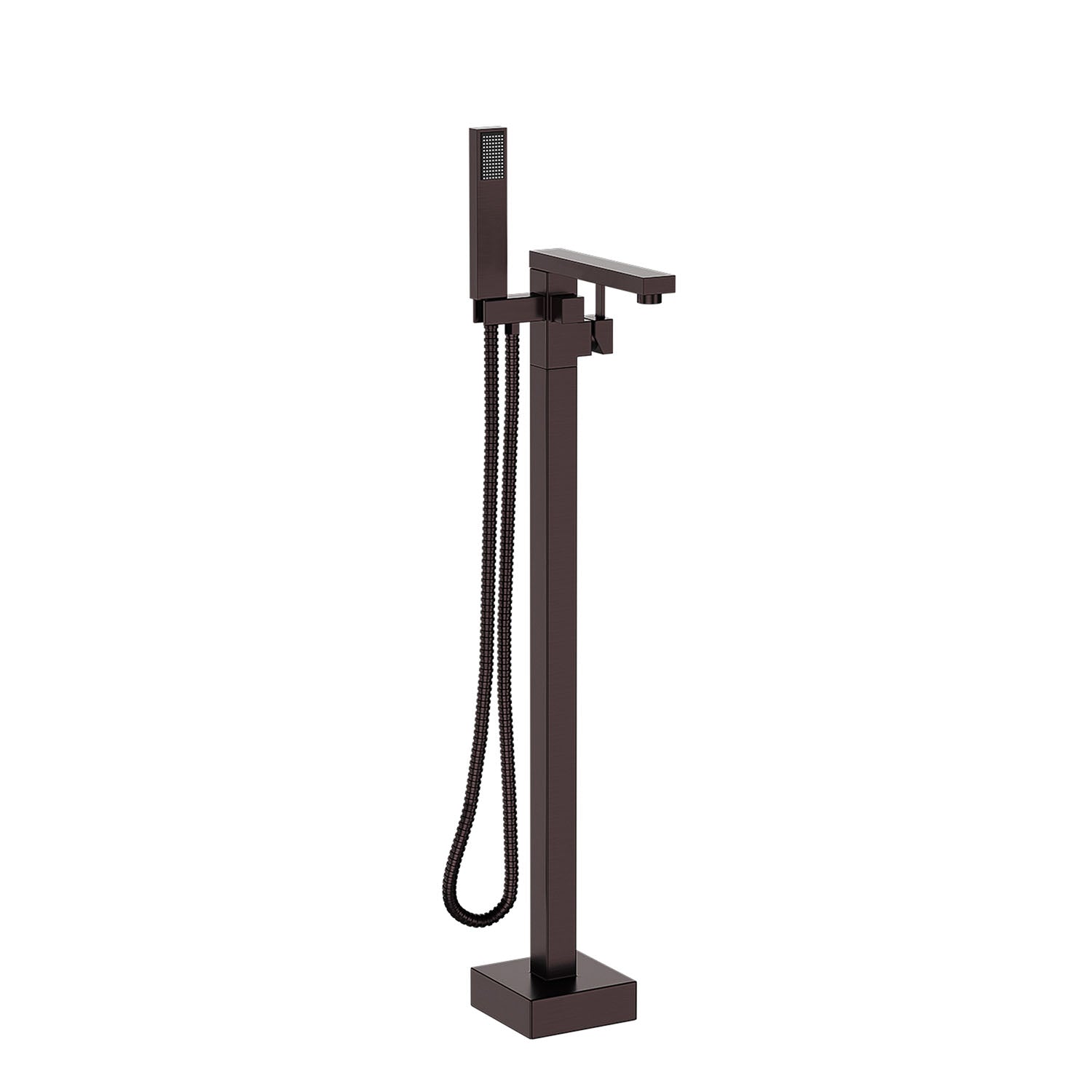 Oil-rubbed bronze freestanding bathtub faucet with hand shower