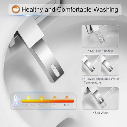 One-Piece Auto Flushing White Square Smart Toilet with Bidet
