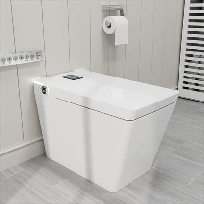 One-Piece Floor Mounted Square White Smart Toilet with Automatic Cover