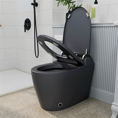 One-Piece Matte Gray Smart Toilet with Mobile Drying
