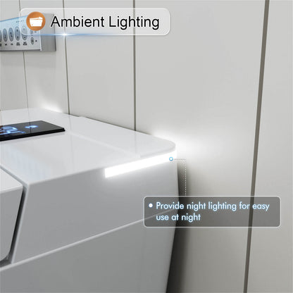 One-Piece White Square Smart Toilet with Ambient light