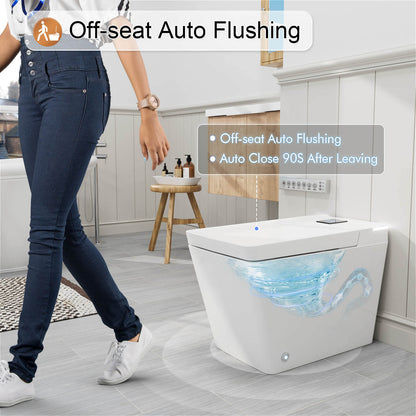 One-Piece White Square Smart Toilet with Auto Flushing