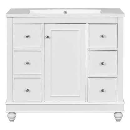 One-piece resin sink providing easy-to-clean surface on bathroom vanity