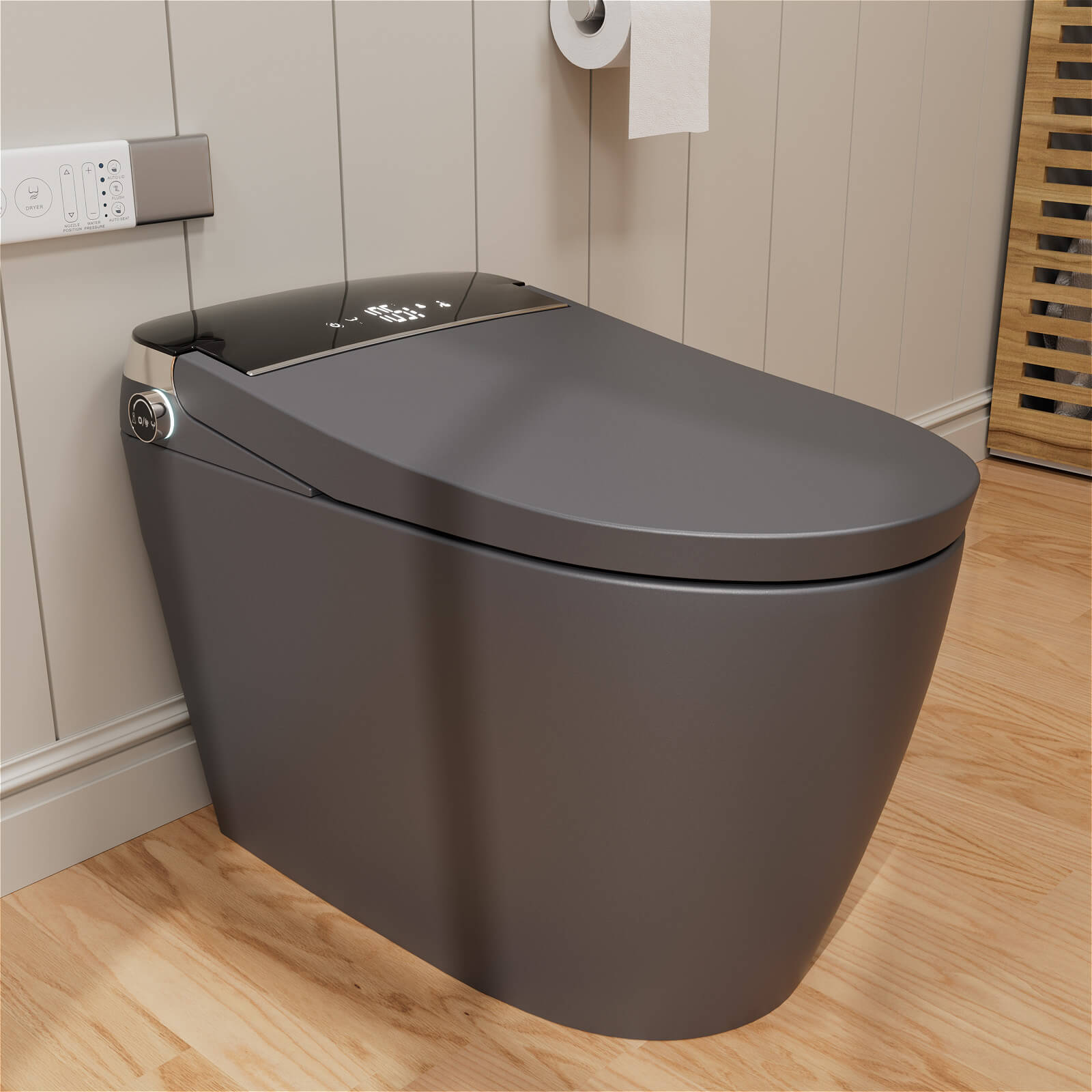 One Piece Smart Toilet with Bidet Built in, LED Night Light, Heated Seat, Warm Water