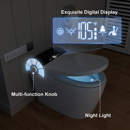 One Piece Smart Toilet with Bidet Built in, LED Night Light, Heated Seat, Warm Water