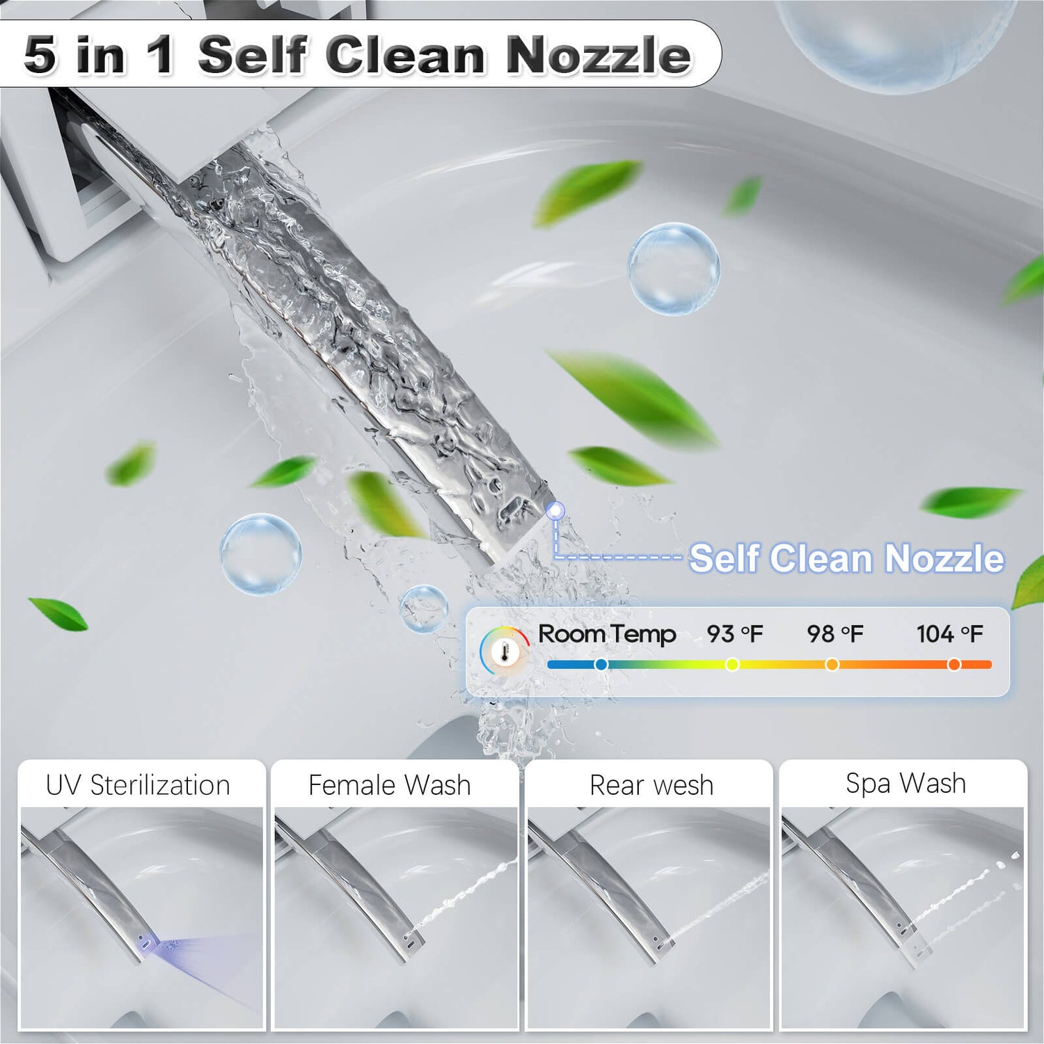 One Piece Smart Toilet with Bidet Built in, LED Night Light, Heated Seat, Warm Water