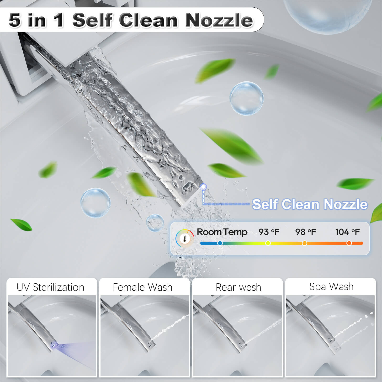 One Piece Smart Toilet with Bidet Built in, LED Night Light, Heated Seat, Warm Water