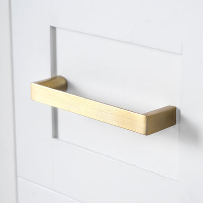 Tocador de baño moderno de 76 cm (30") de madera maciza blanca con lavabo de cerámica.