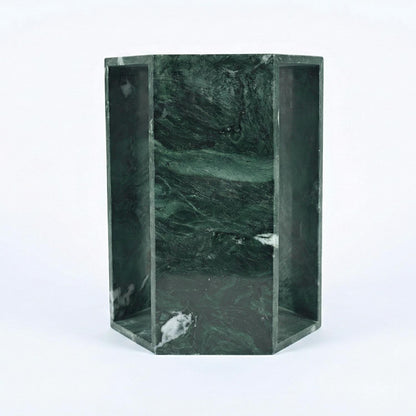 Elegant Emerald Green Marble Side Table with Dramatic White and Sea-green Veining for modern Bathroom or Balcony