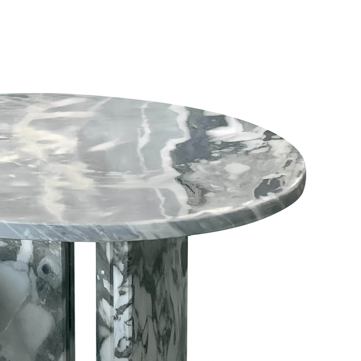 18" Modern Round Blue Natural Marble Side Table for Bathroom and Livingroom