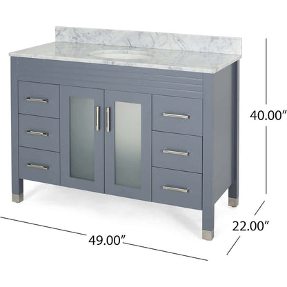 Overall Dimensions Specifications for 49 inch Single Sink Acacia Wood Vanity with Marble Top