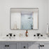 Oversized black framed rectangular bathroom mirror for double vanity