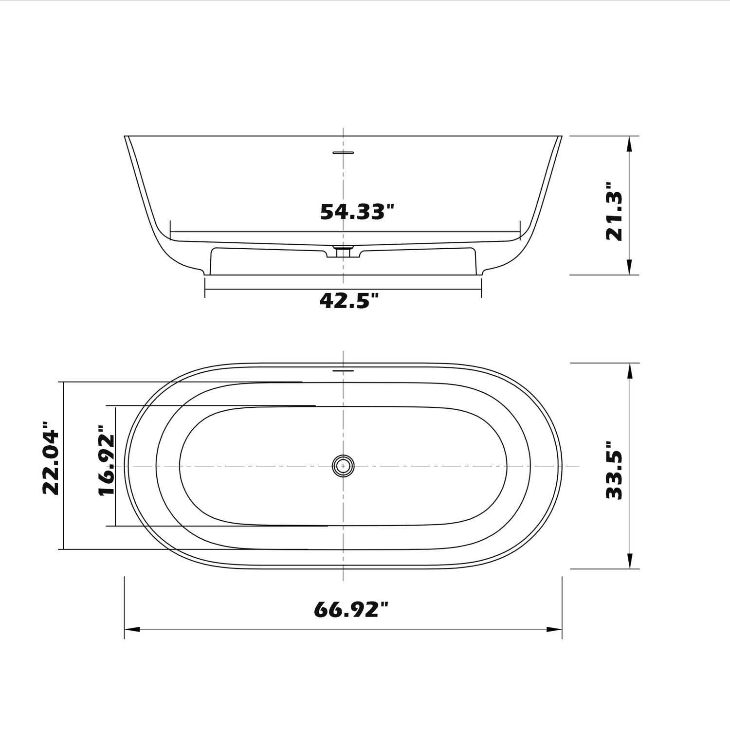PO1011 67 bathtub dimensions