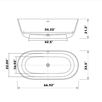 PO1011 67 bathtub dimensions