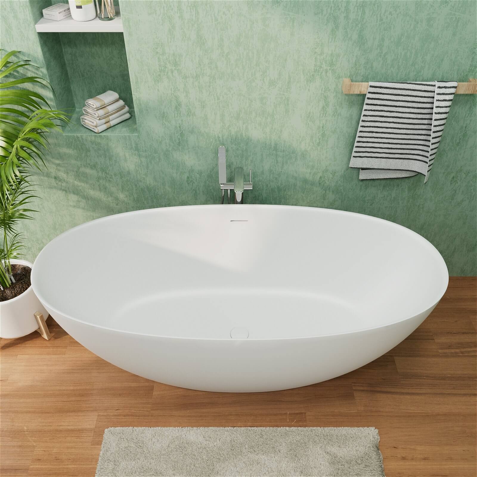 PO1058 63WH Freestanding Bathtub with Matte Finish for Elegant Home Design