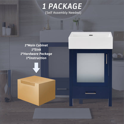 Package Diagram for 20 inch Blue Dresser with Frosted Glass Door