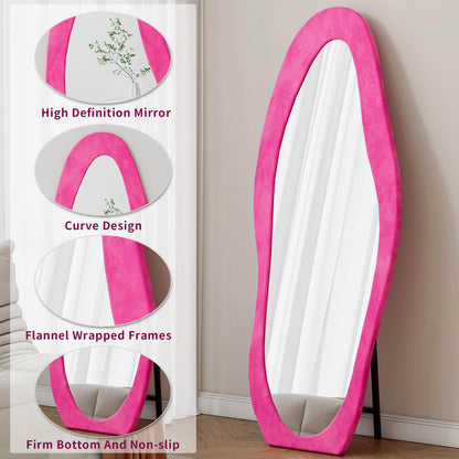 Pink organic mirror with HD glass flannel frame and non-slip base