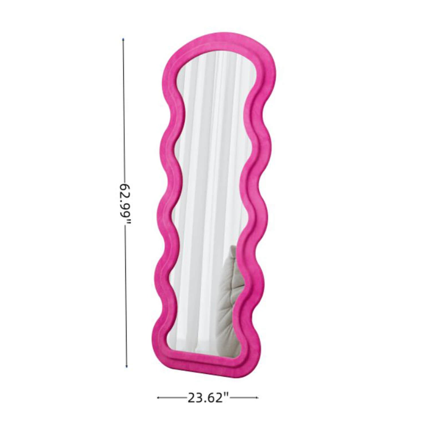 Pink wavy flannel mirror 62.99 x 23.62 inches dimension view