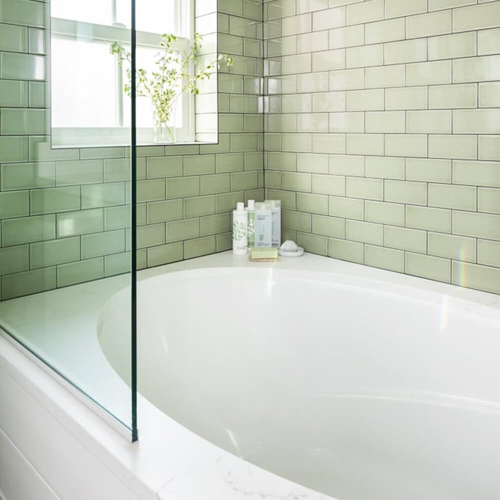 Place daily bath products in the corner of your soaking tub