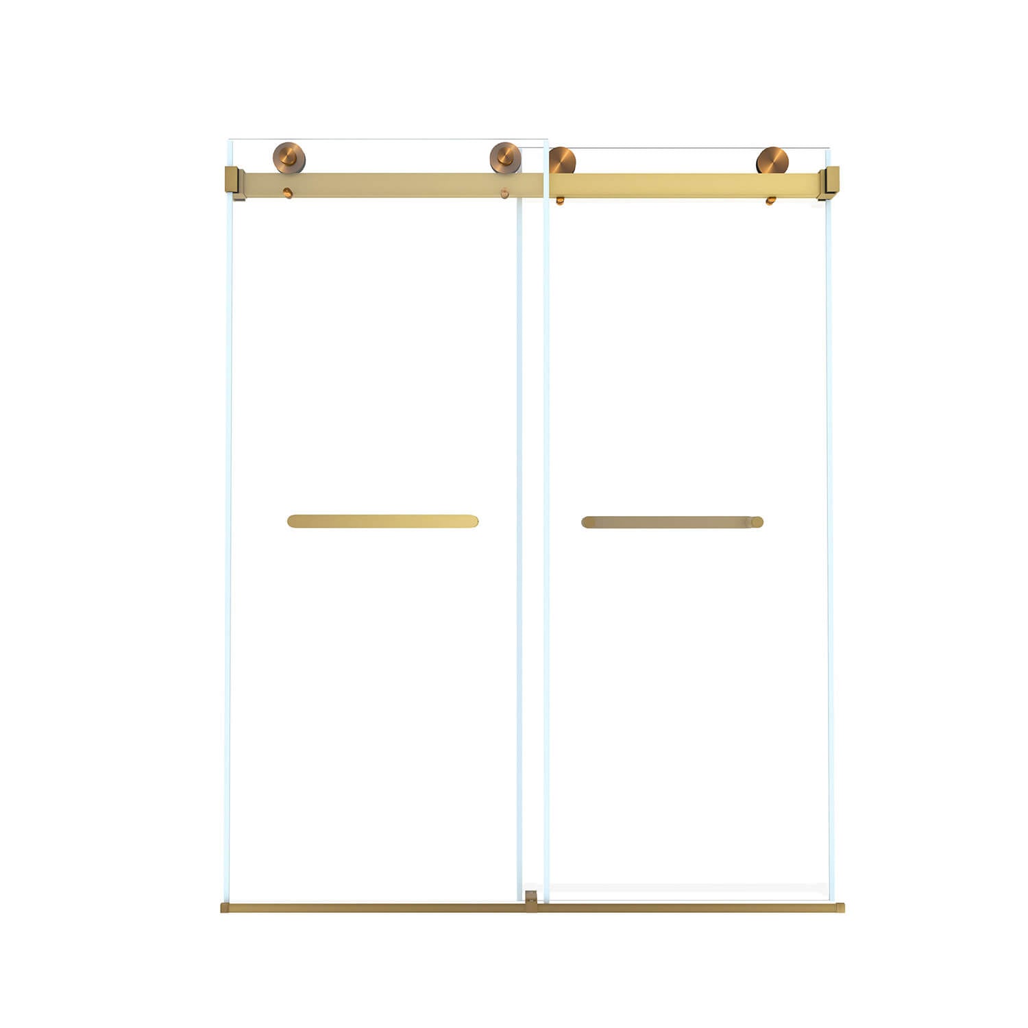 Premium Brushed Gold Stainless Steel Handle on Frameless Sliding Shower Door