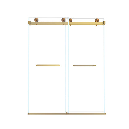 Premium Brushed Gold Stainless Steel Handle on Frameless Sliding Shower Door