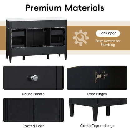 Premium Materials Black 48 inch Bathroom Vanity Construction and Hardware Details