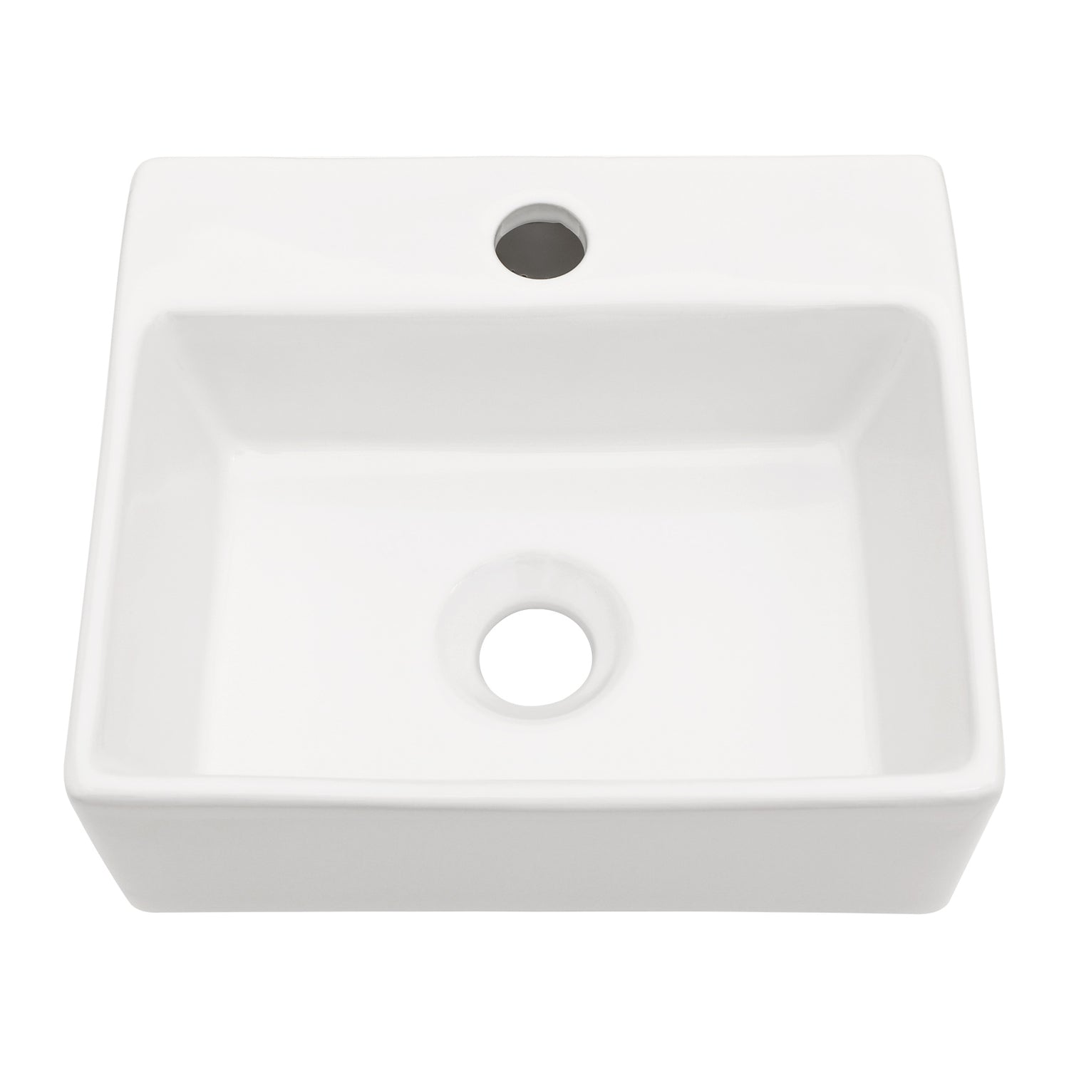 Rectangular bathroom sink with integrated faucet hole