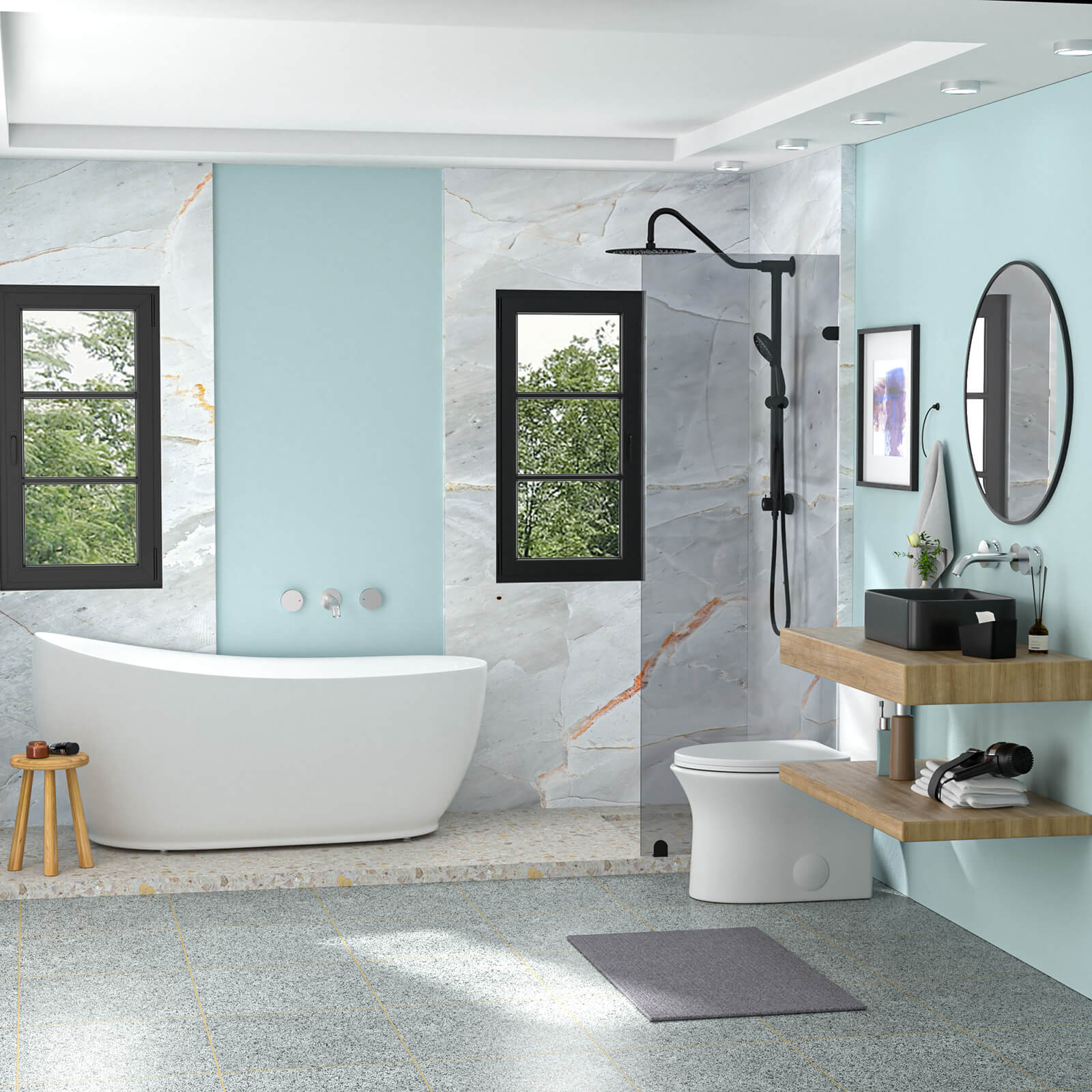 Rectangular matte black sink for minimalist bathroom vanities